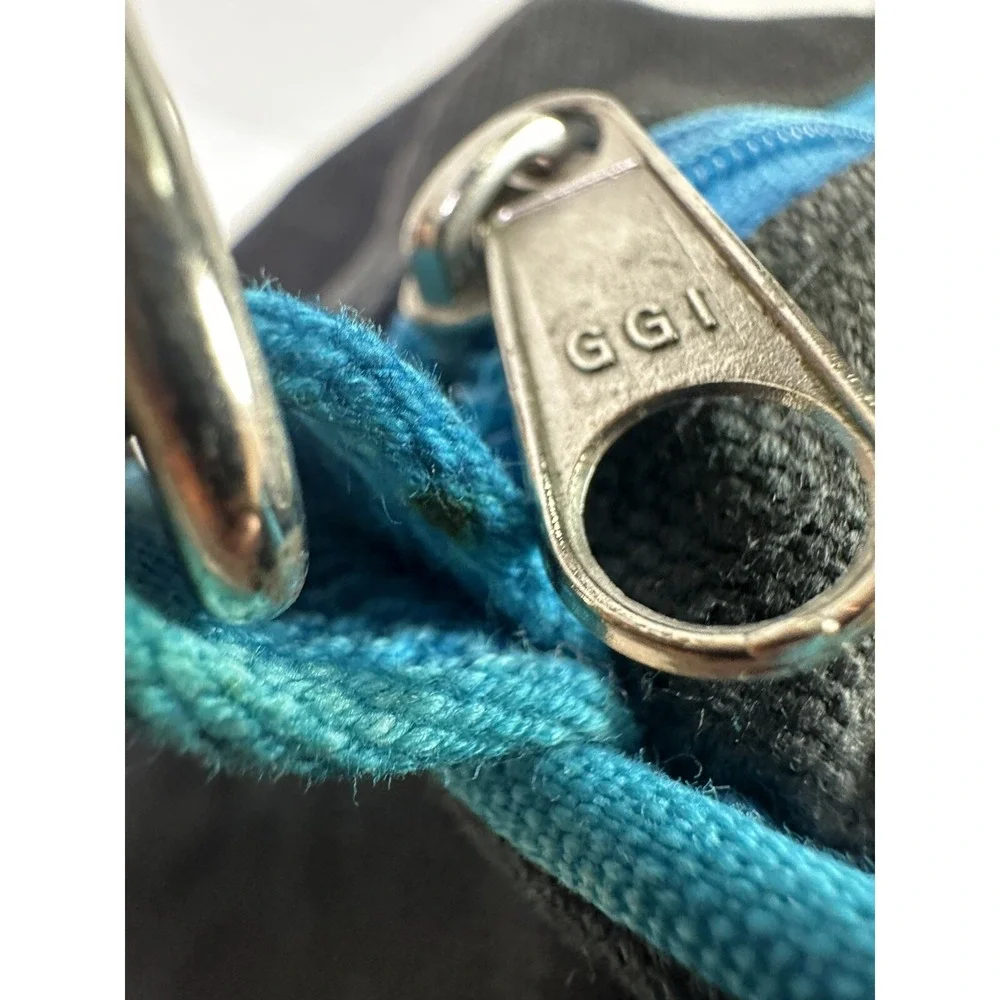 RARE Y2K Reebok Black Cotton Denim Gym Duffle 90s Teal Blue READ DESCRIPTION
